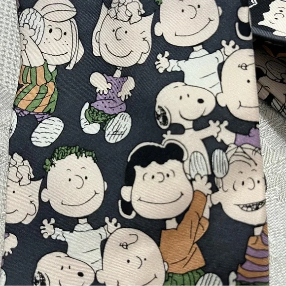 Vintage Snoopy/Peanuts Characters Print 1968 Cervantes Silk Tie Blue Grey/Purple